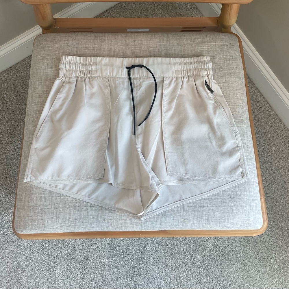 Adidas Cream Athletic Shorts Lightweight Elastic Waist